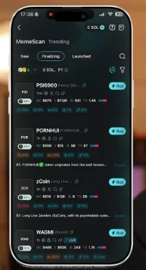 Bitget Wallet MemeScan interface showing trending memecoins and risk metrics.