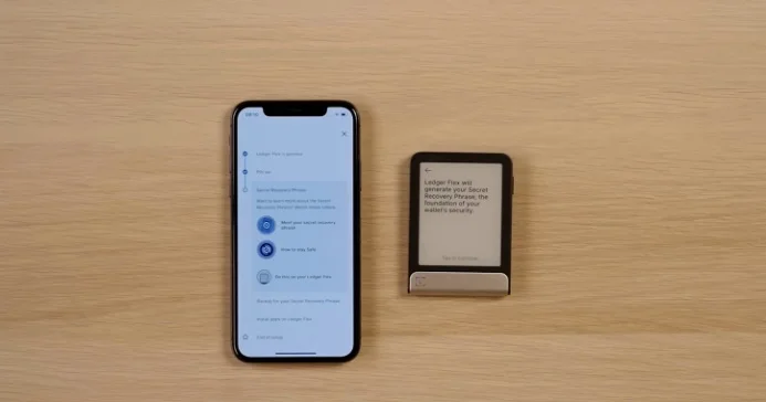 Ledger Live app displaying guidance on the 24-word secret recovery phrase