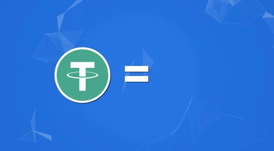 Tether logo equated to the US dollar icon.