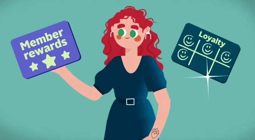 An analogy illustration comparing modern staking rewards to traditional customer loyalty programs.