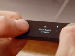 Ledger Nano X screen displaying 'Your device is ready' message with a checkmark.