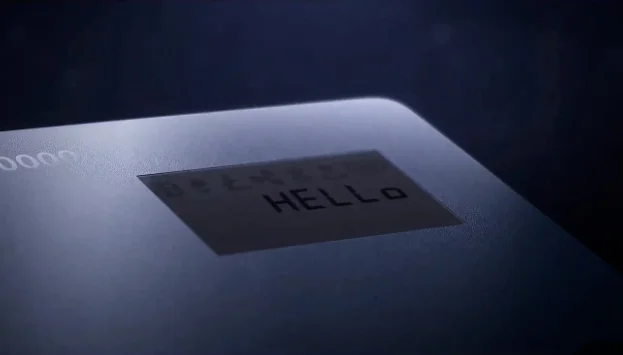 Close-up of a cold storage cryptocurrency hardware wallet device.