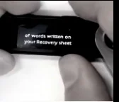 Device screen showing 'Select the number of words written on your recovery sheet'