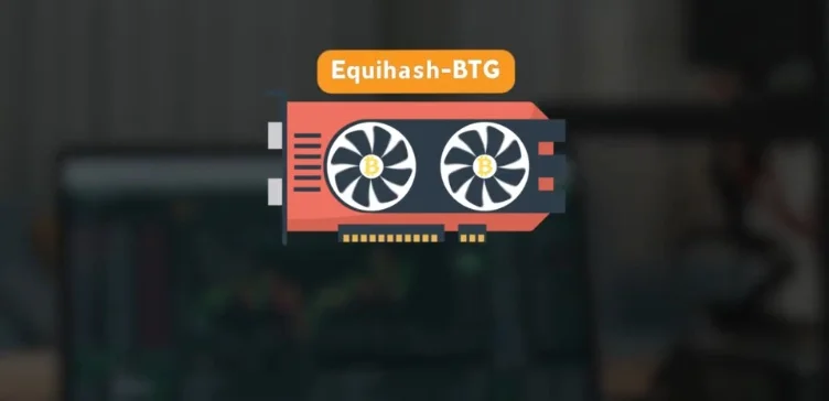 A graphic indicating the Equihash-BTG algorithm being used by a graphics processing unit (GPU).