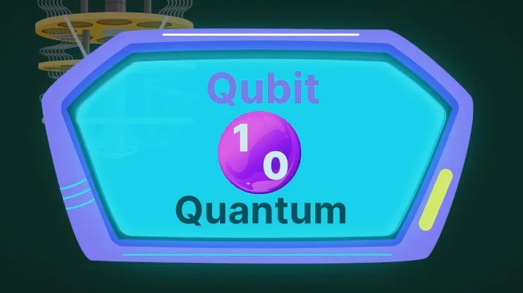 classical bits restricted to either 0 or 1 versus a quantum qubit as a cat in a box representing both 1 and 0 simultaneously