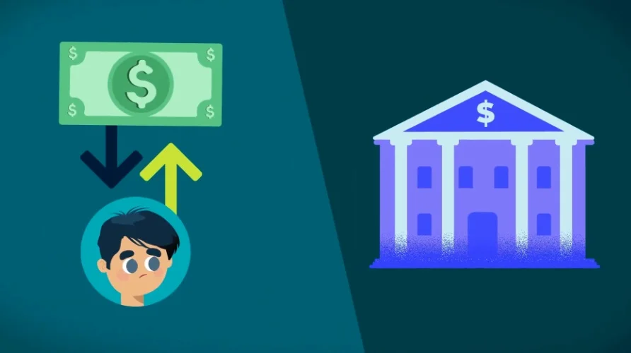 A split screen comparing traditional banking with reverseable transactions and Bitcoin's self-custody.