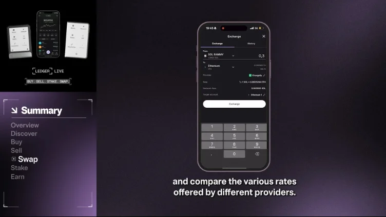 Swap confirmation screen with transaction details