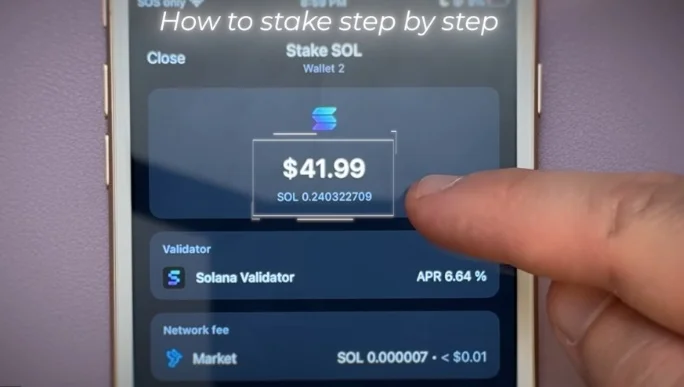 Final confirmation screen for staking Solana.