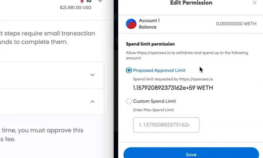 MetaMask browser extension interface showing how to set custom token spend limits.