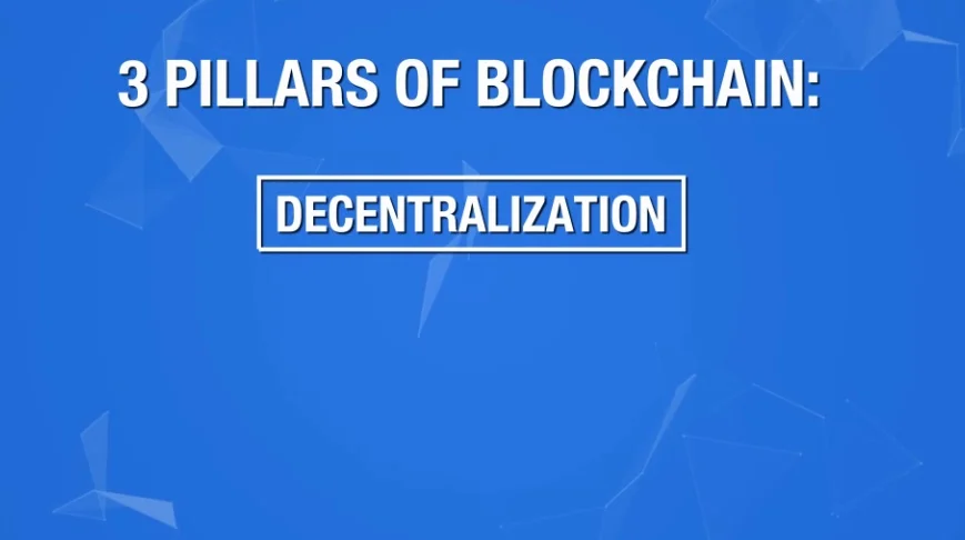 Graphic listing the three pillars of blockchain technology.