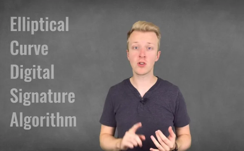 The words Elliptical Curve Digital Signature Algorithm written on a grey background.